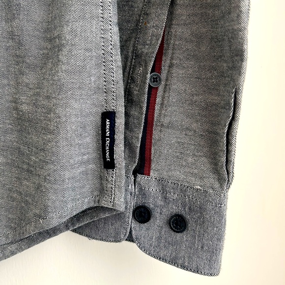 Men’s Armani Exchange Gray Slim Fit Cotton Long Sleeved Button Up Shirt - Picture 8 of 12